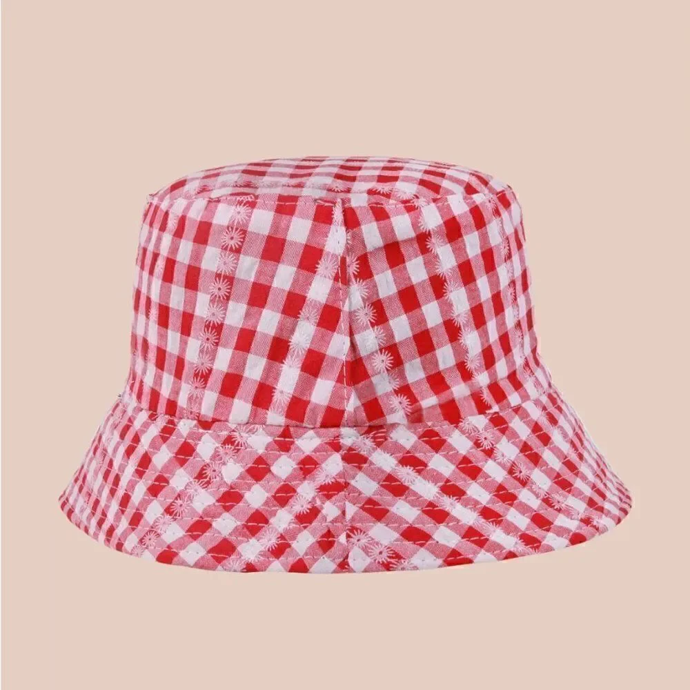 Red Gingham Satchel with Matching Strap and Hat Set